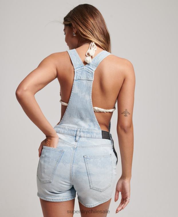 mujer Superdry azul peto corto vintage hot de algodón orgánico 2R68Z4092
