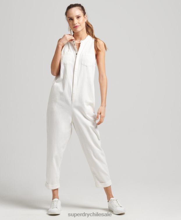 mujer Superdry blanco mono sin mangas de tencel 2R68Z4105