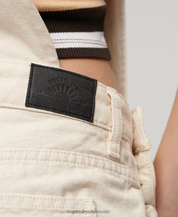 mujer Superdry crema Peto corto de lona vintage de algodón orgánico 2R68Z2473
