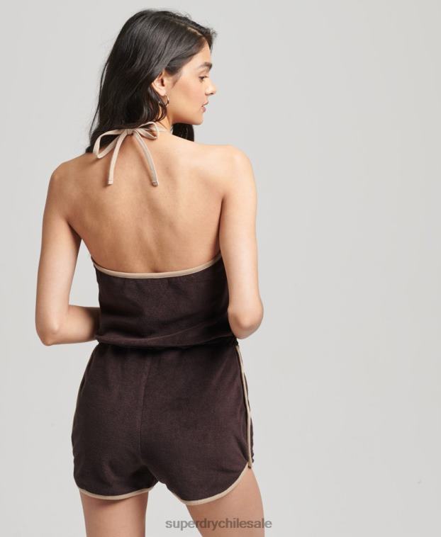 mujer Superdry marrón mono corto de toalla halter vintage 2R68Z4103