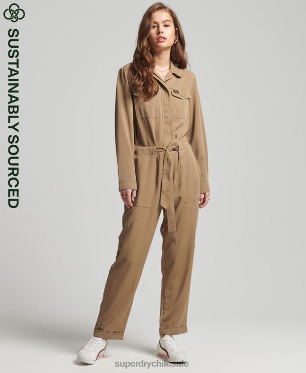 mujer Superdry marrón traje de caldera tejido tencel vintage 2R68Z2295