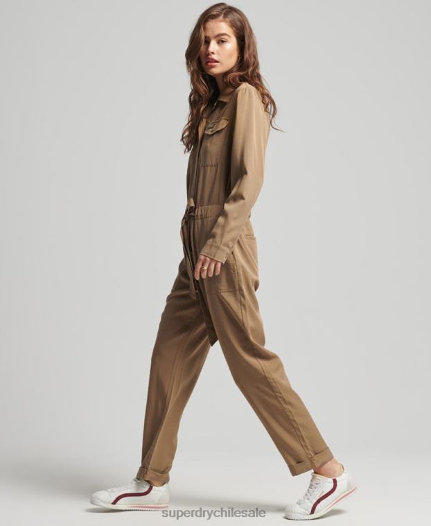 mujer Superdry marrón traje de caldera tejido tencel vintage 2R68Z2295