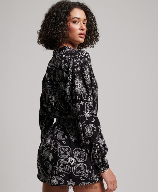 mujer Superdry negro mono de playa vintage 2R68Z4093
