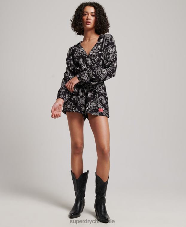 mujer Superdry negro mono de playa vintage 2R68Z4093