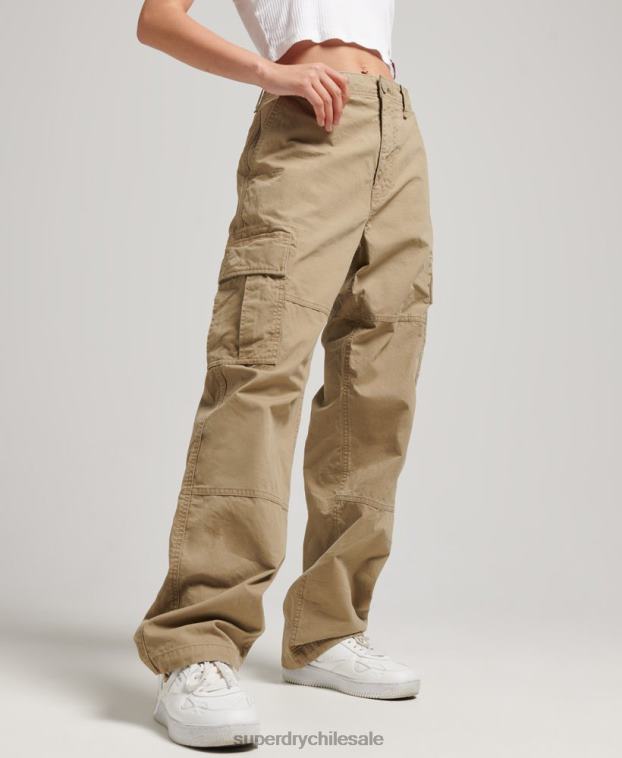 mujer Superdry beige pantalones cargo baggy de algodón orgánico 2R68Z2571