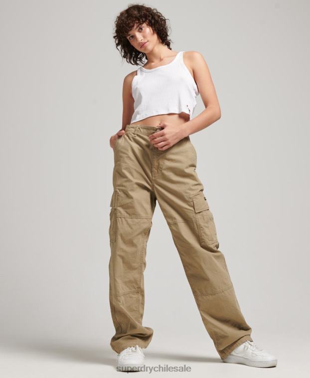 mujer Superdry beige pantalones cargo baggy de algodón orgánico 2R68Z2571