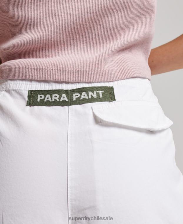 mujer Superdry blanco pantalones holgados de paracaídas 2R68Z1979