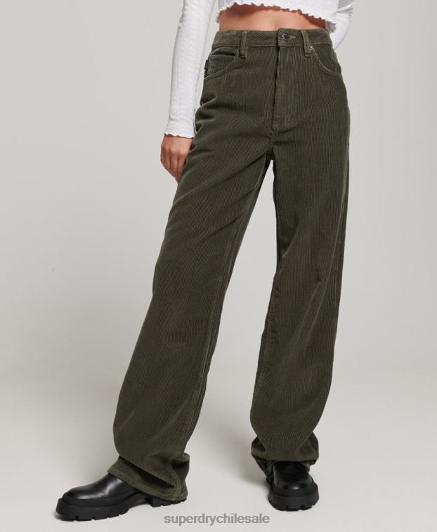 mujer Superdry caqui pantalones anchos vintage de pana 2R68Z2586