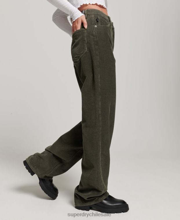 mujer Superdry caqui pantalones anchos vintage de pana 2R68Z2586