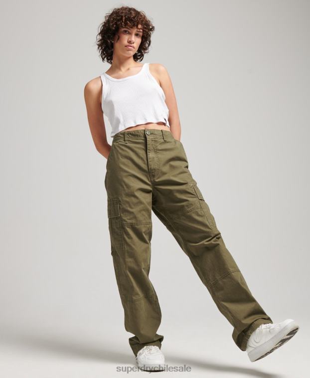 mujer Superdry caqui pantalones cargo baggy de algodón orgánico 2R68Z2562