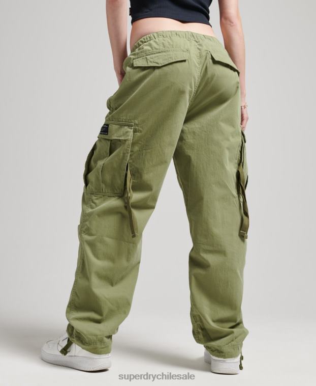 mujer Superdry caqui pantalones de algodón orgánico con agarre de paracaídas 2R68Z2607