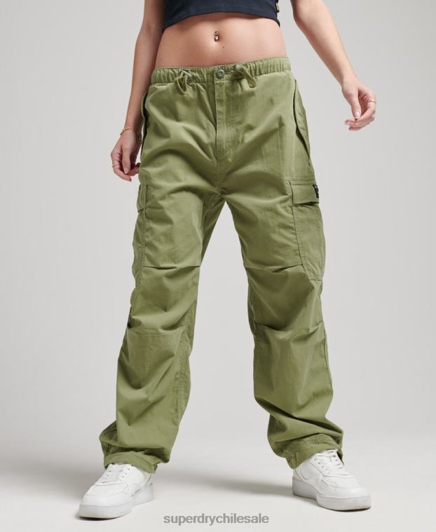 mujer Superdry caqui pantalones de algodón orgánico con agarre de paracaídas 2R68Z2607