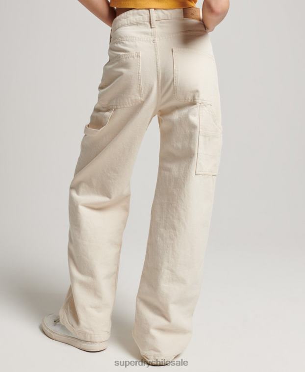 mujer Superdry crema Pantalón carpintero ancho vintage de algodón orgánico 2R68Z2573