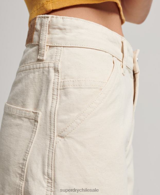 mujer Superdry crema Pantalón carpintero ancho vintage de algodón orgánico 2R68Z2573