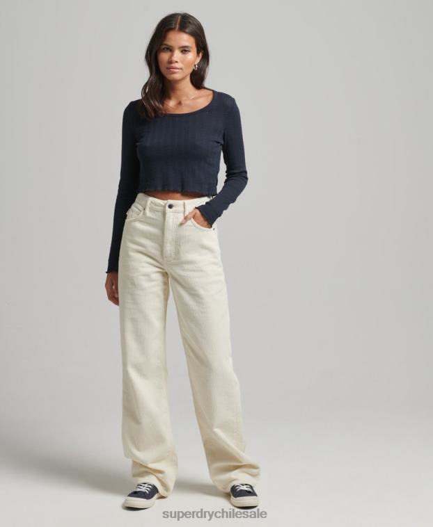 mujer Superdry crema pantalones anchos vintage de pana 2R68Z2587