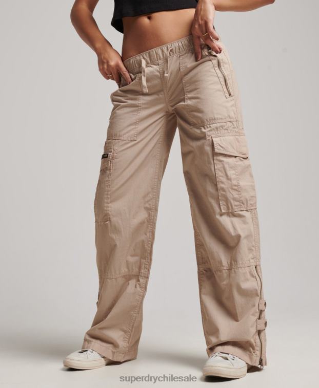 mujer Superdry crema pantalones cargo de tiro bajo y pernera ancha 2R68Z2001