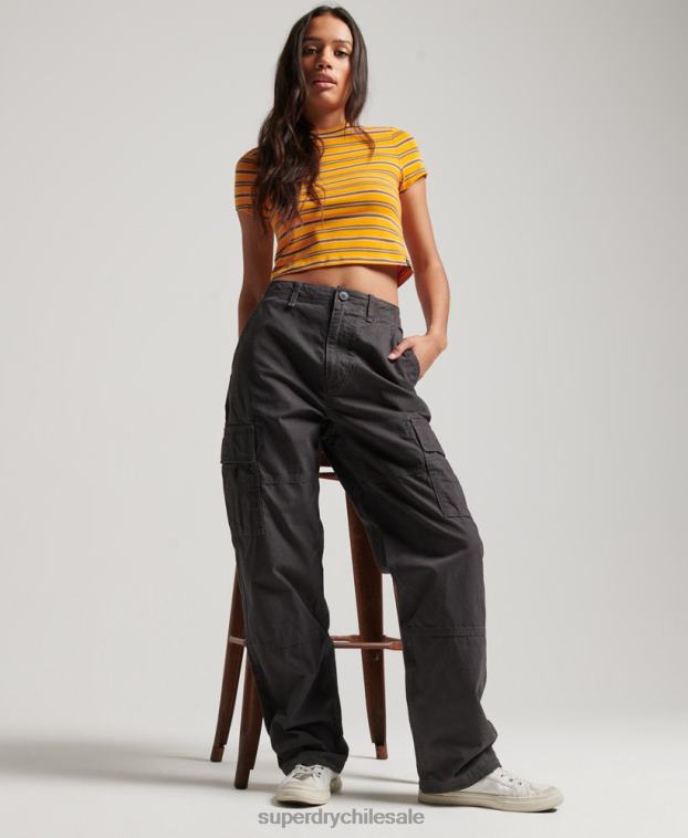 mujer Superdry gris oscuro pantalones cargo baggy de algodón orgánico 2R68Z2589
