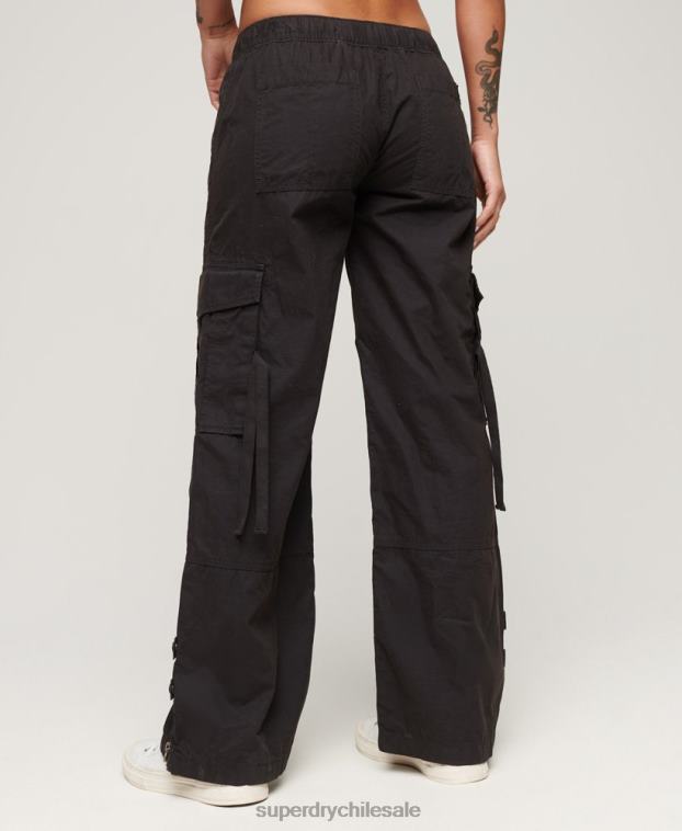 mujer Superdry gris oscuro pantalones cargo de tiro bajo y pernera ancha 2R68Z1963