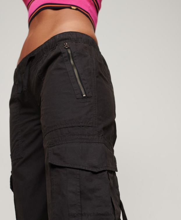 mujer Superdry gris oscuro pantalones cargo de tiro bajo y pernera ancha 2R68Z1963