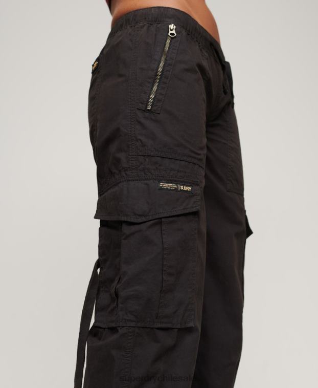mujer Superdry gris oscuro pantalones cargo de tiro bajo y pernera ancha 2R68Z1963