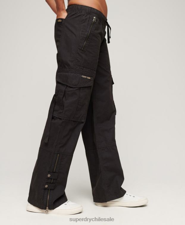 mujer Superdry gris oscuro pantalones cargo de tiro bajo y pernera ancha 2R68Z1963
