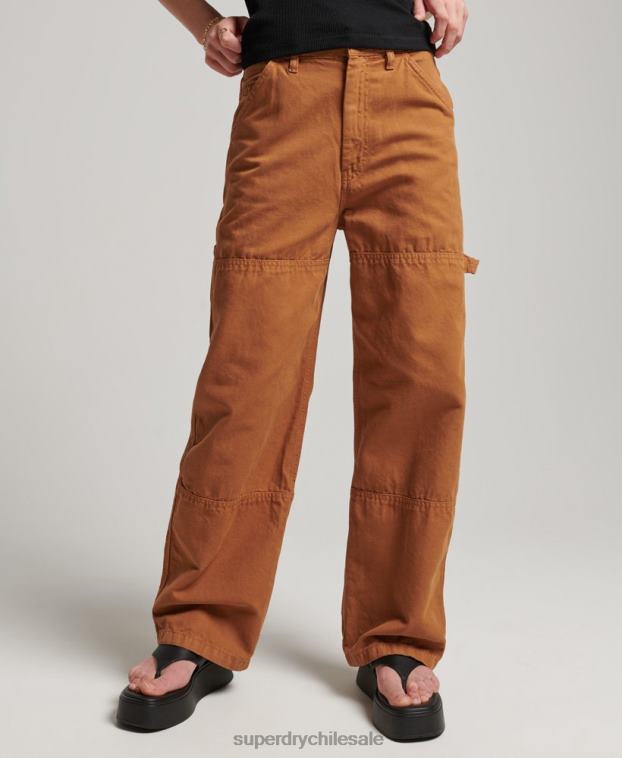mujer Superdry marrón Pantalón carpintero ancho vintage de algodón orgánico 2R68Z2561