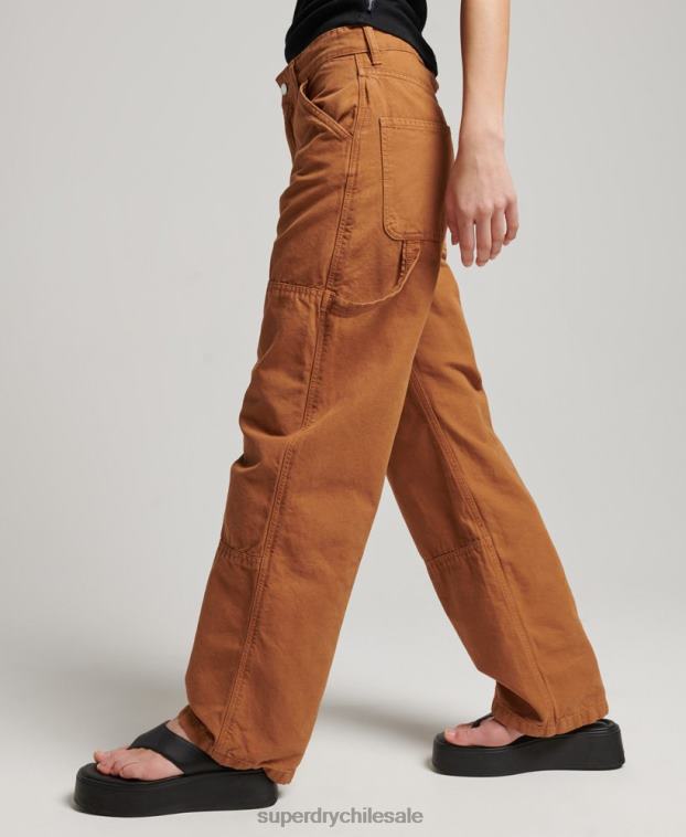 mujer Superdry marrón Pantalón carpintero ancho vintage de algodón orgánico 2R68Z2561