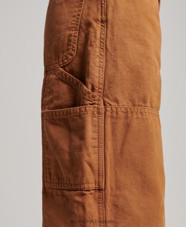 mujer Superdry marrón Pantalón carpintero ancho vintage de algodón orgánico 2R68Z2561