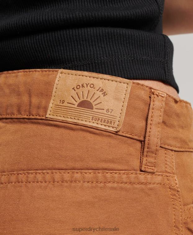 mujer Superdry marrón Pantalón carpintero ancho vintage de algodón orgánico 2R68Z2561