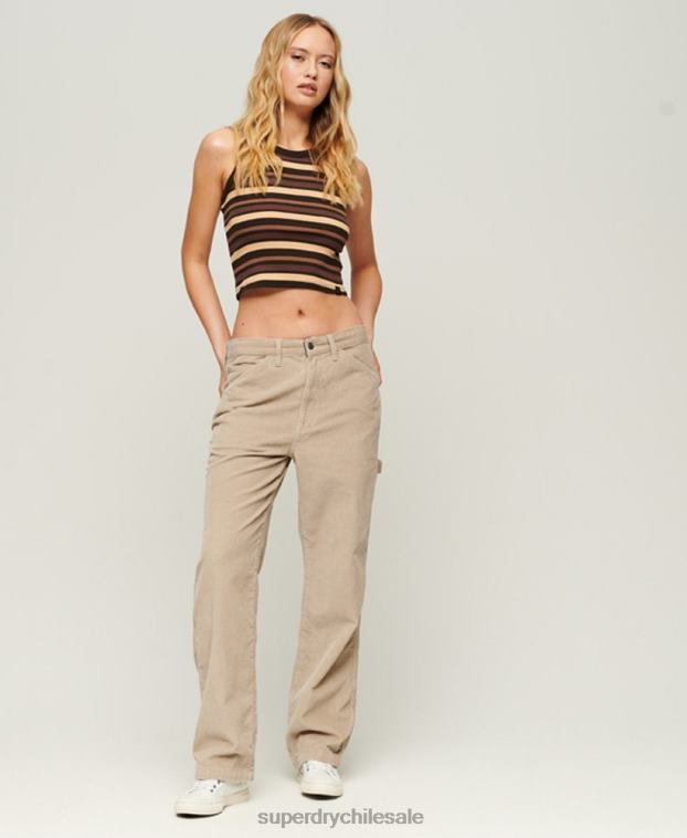 mujer Superdry marrón pantalones de carpintero de pana 2R68Z2565