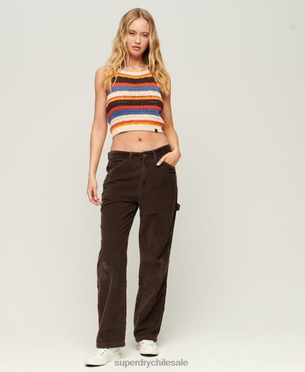 mujer Superdry marrón pantalones de carpintero de pana 2R68Z2568