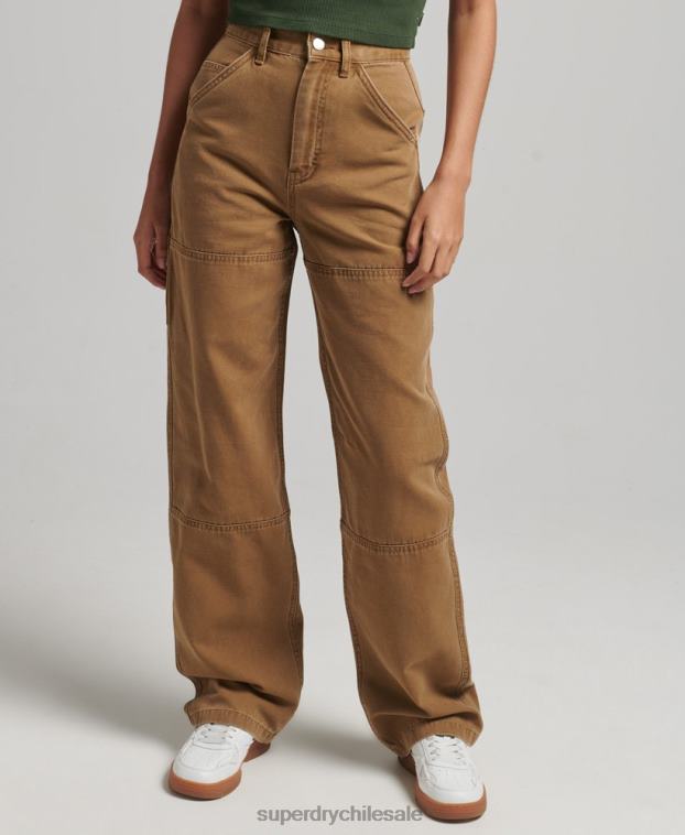mujer Superdry marrón pantalones de carpintero de pierna ancha 2R68Z2578