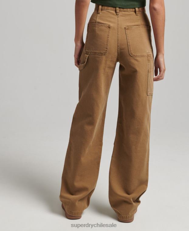 mujer Superdry marrón pantalones de carpintero de pierna ancha 2R68Z2578
