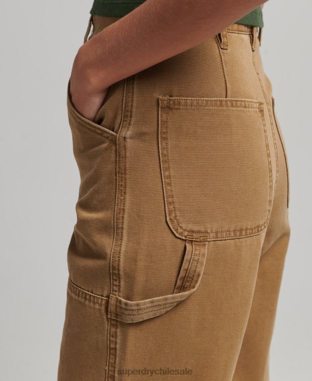 mujer Superdry marrón pantalones de carpintero de pierna ancha 2R68Z2578
