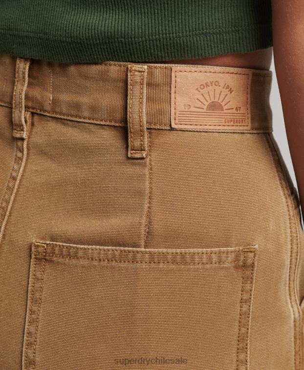 mujer Superdry marrón pantalones de carpintero de pierna ancha 2R68Z2578