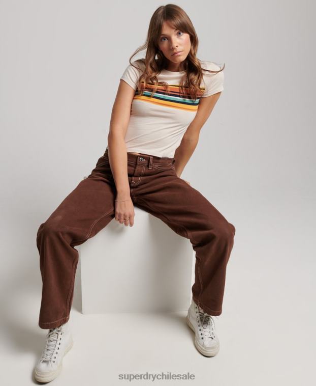 mujer Superdry marrón pantalones de carpintero en contraste 2R68Z2555