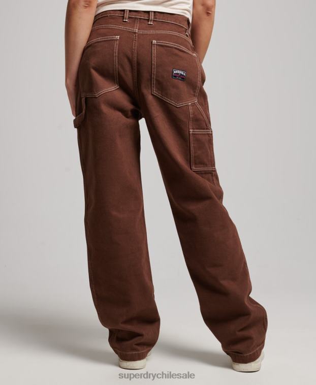 mujer Superdry marrón pantalones de carpintero en contraste 2R68Z2555