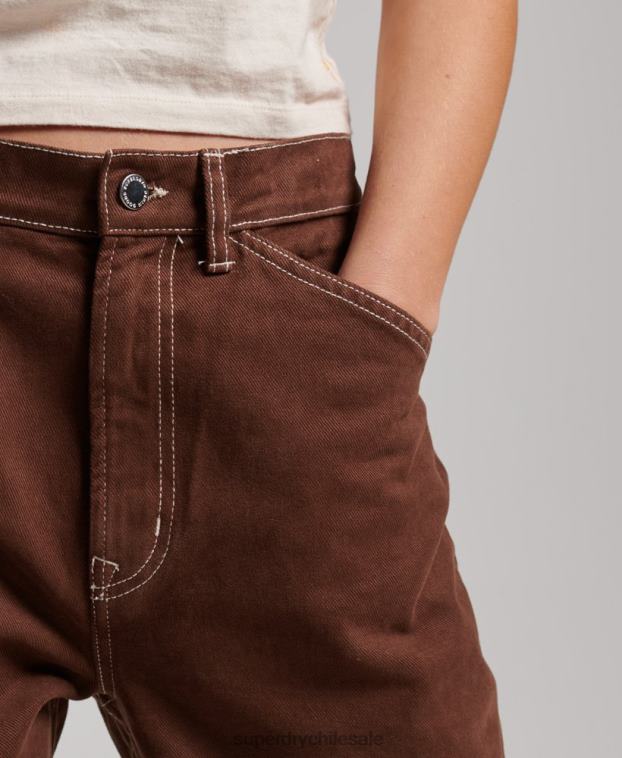 mujer Superdry marrón pantalones de carpintero en contraste 2R68Z2555