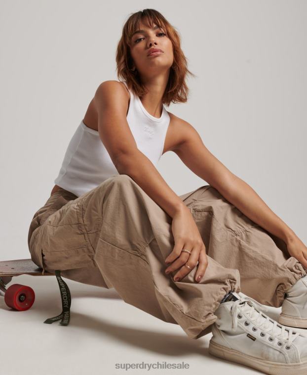 mujer Superdry marrón pantalones holgados de paracaídas 2R68Z1961