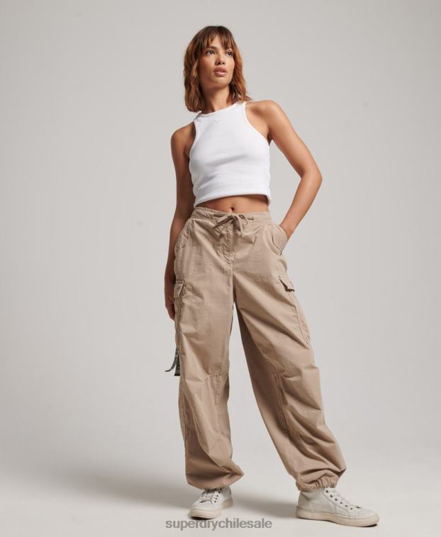 mujer Superdry marrón pantalones holgados de paracaídas 2R68Z1961