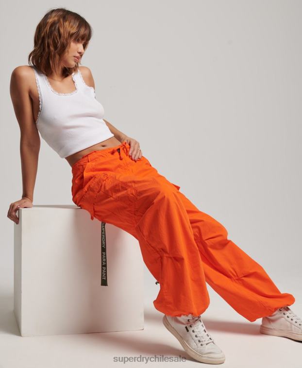 mujer Superdry naranja pantalones holgados de paracaídas 2R68Z1973
