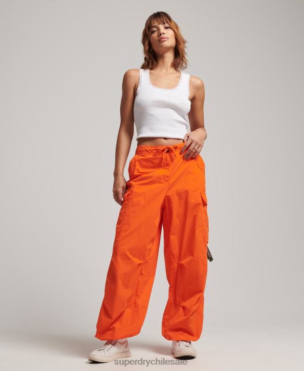 mujer Superdry naranja pantalones holgados de paracaídas 2R68Z1973