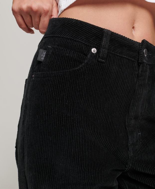 mujer Superdry negro pantalones anchos vintage de pana 2R68Z2577