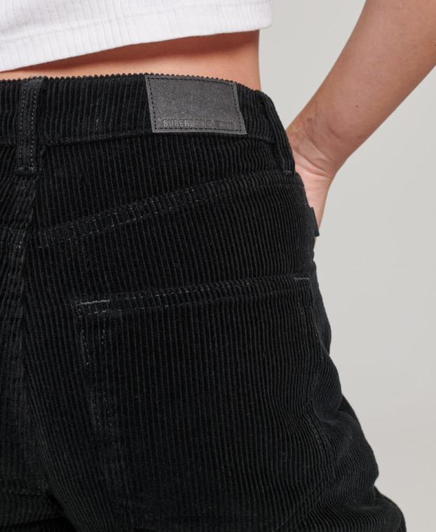 mujer Superdry negro pantalones anchos vintage de pana 2R68Z2577