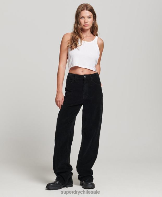 mujer Superdry negro pantalones anchos vintage de pana 2R68Z2577