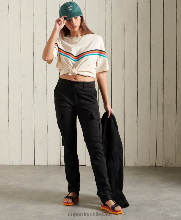mujer Superdry negro pantalones cargo delgados 2R68Z2606