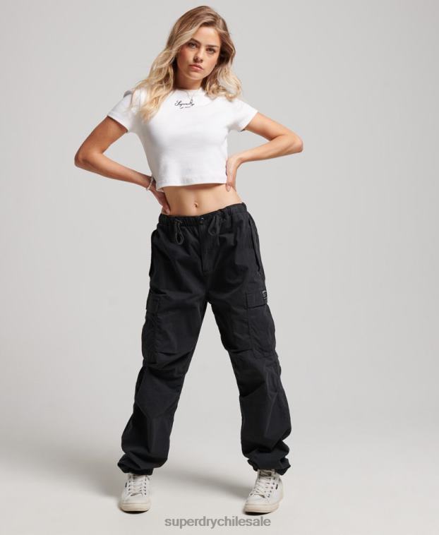 mujer Superdry negro pantalones con agarre de paracaídas 2R68Z2567