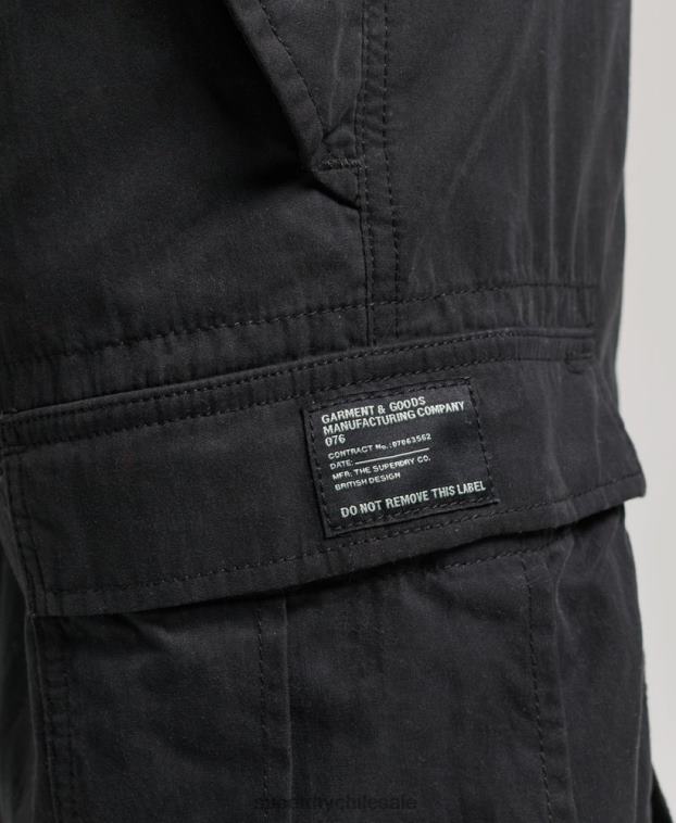 mujer Superdry negro pantalones de algodón orgánico con agarre de paracaídas 2R68Z2608