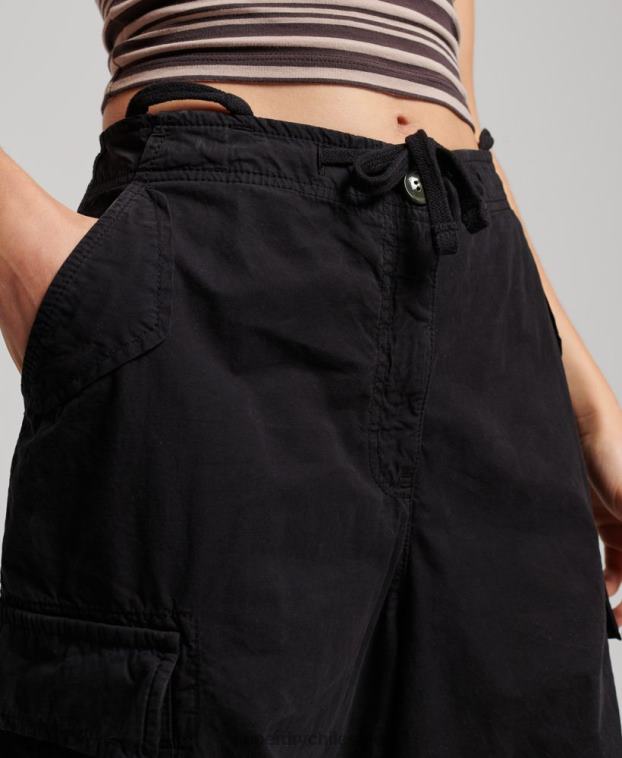 mujer Superdry negro pantalones holgados de paracaídas 2R68Z2013