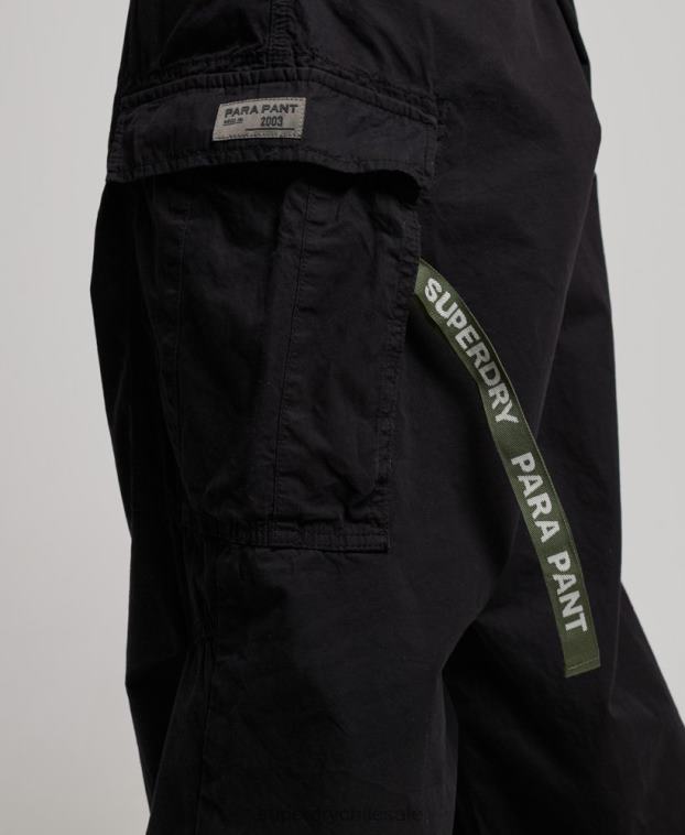 mujer Superdry negro pantalones holgados de paracaídas 2R68Z2013